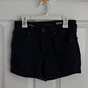 Black denim shorts